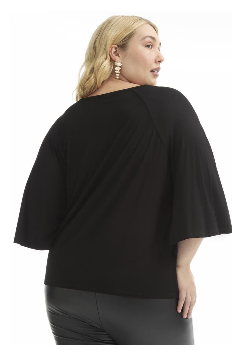 June + Vie Flared Raglan Sleeve Breton Tee, Alternate, color, Black Onyx