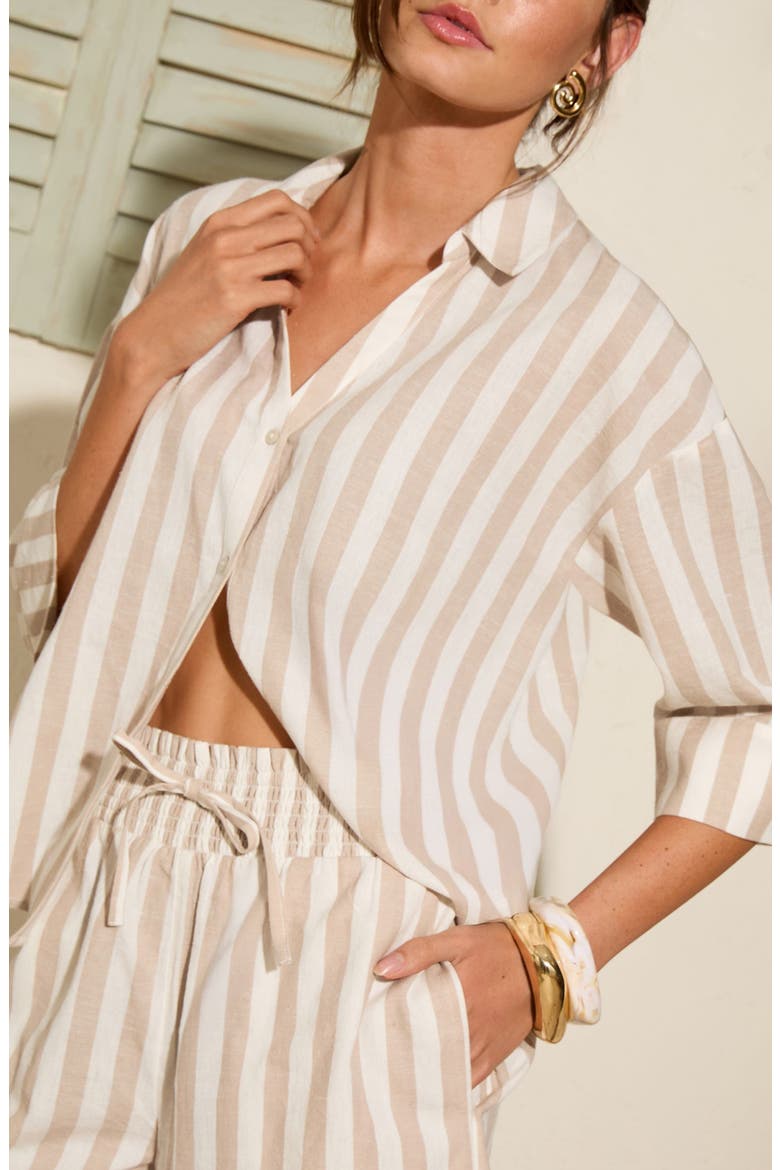 Striped Drawstring Shorts, Alternate, color, NEUTRAL