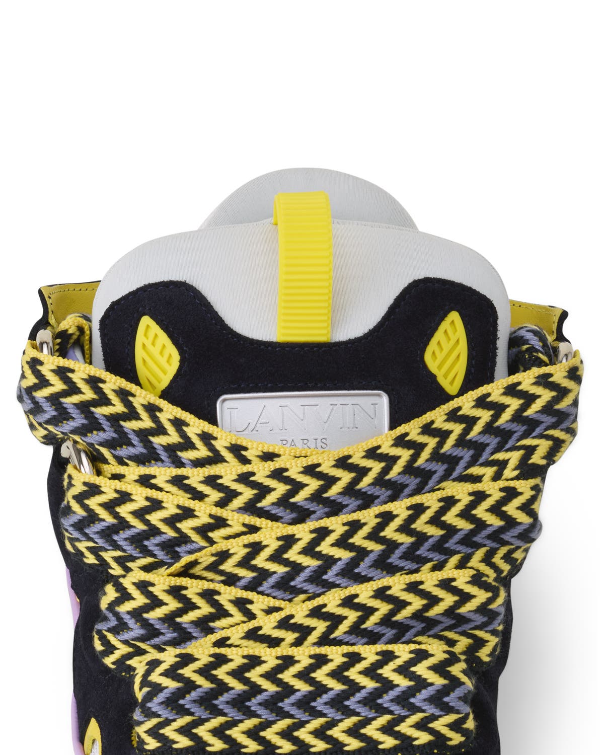 Lanvin Curb Leather Sneakers, Alternate, color, Navy Blue/Light Purple