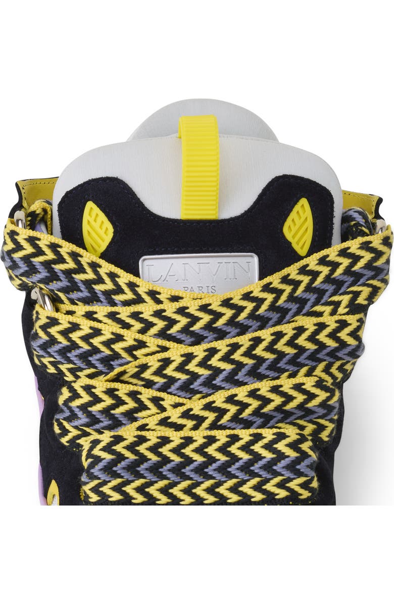 Lanvin Curb Leather Sneakers, Alternate, color, Navy Blue/Light Purple