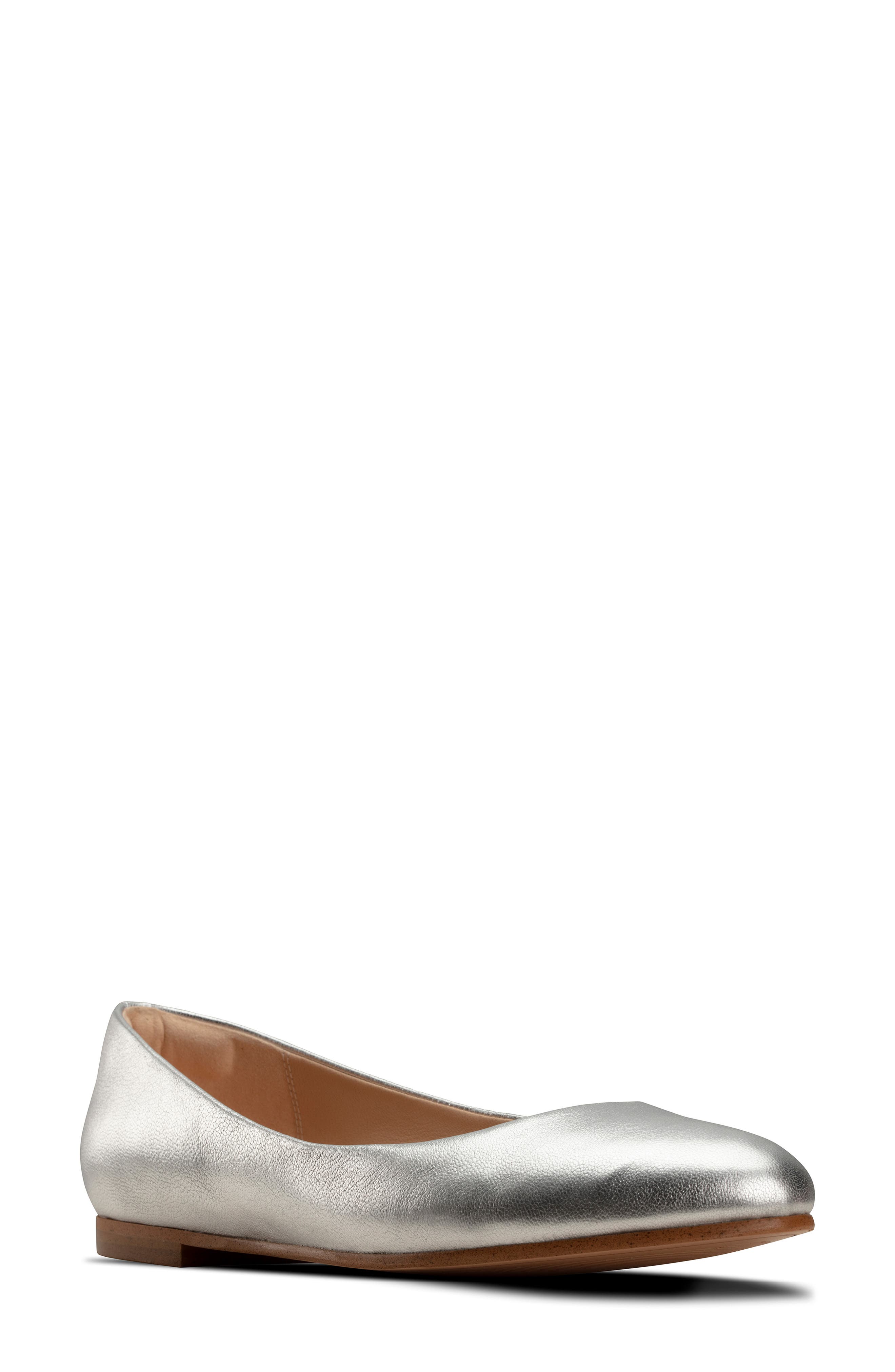 Grace Piper Ballet Flat, Main, color, SILVER METALLIC LEATHER
