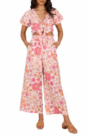 Petal & Pup Matilda Floral Print Linen Blend Crop Top & Wide Leg Pants Set