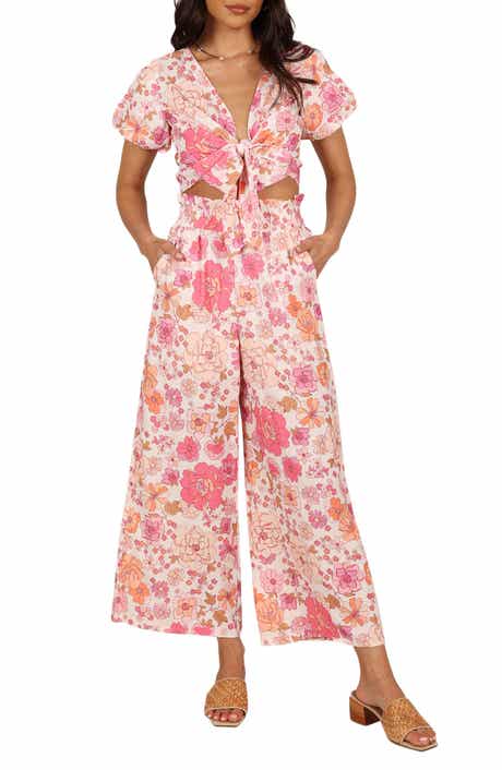 Petal & Pup Matilda Floral Print Linen Blend Crop Top & Wide Leg Pants Set