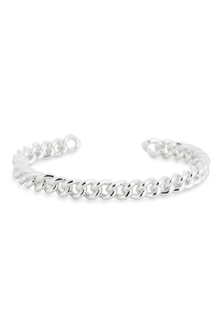Demi Fine Chain Link Cuff Bracelet, Main, color, SILVER