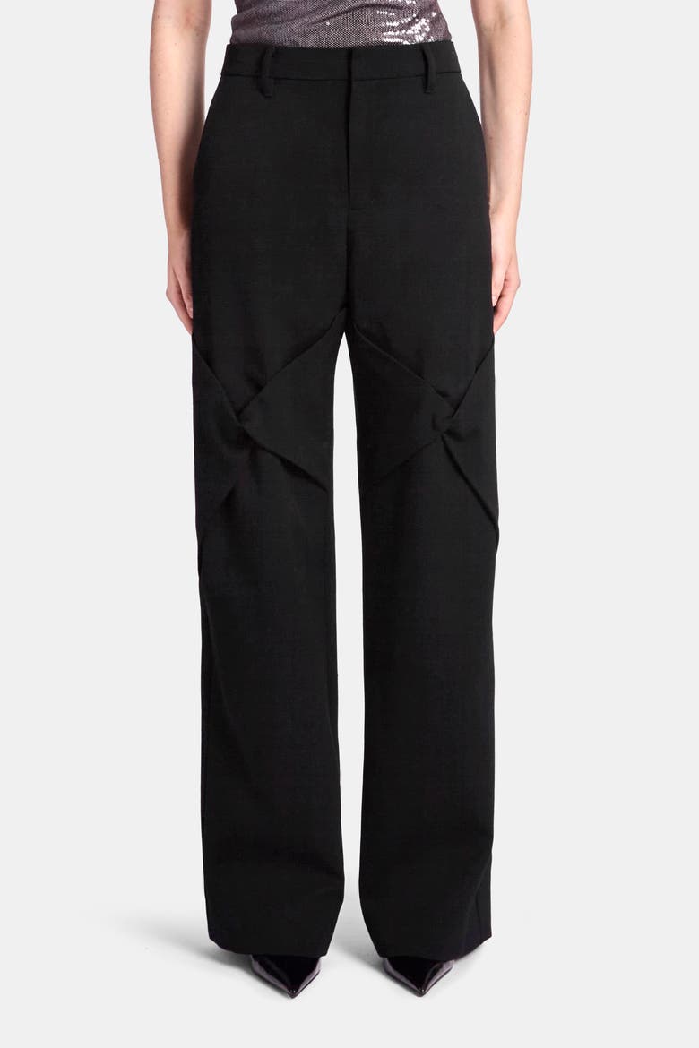 Draped Knee Black Wool Trouser, Main, color, Black