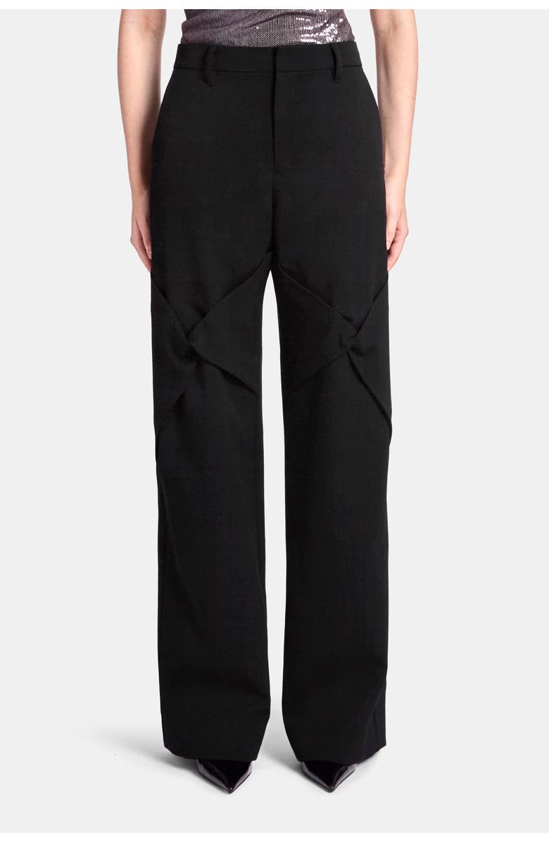 KATE BARTON Draped Knee Black Wool Trouser, Main, color, Black