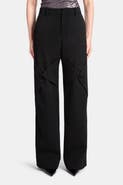 KATE BARTON Draped Knee Black Wool Trouser