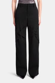 KATE BARTON Draped Knee Black Wool Trouser