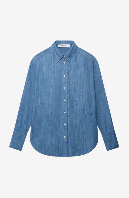 Another Tomorrow Chambray Shirt In Medium Blue