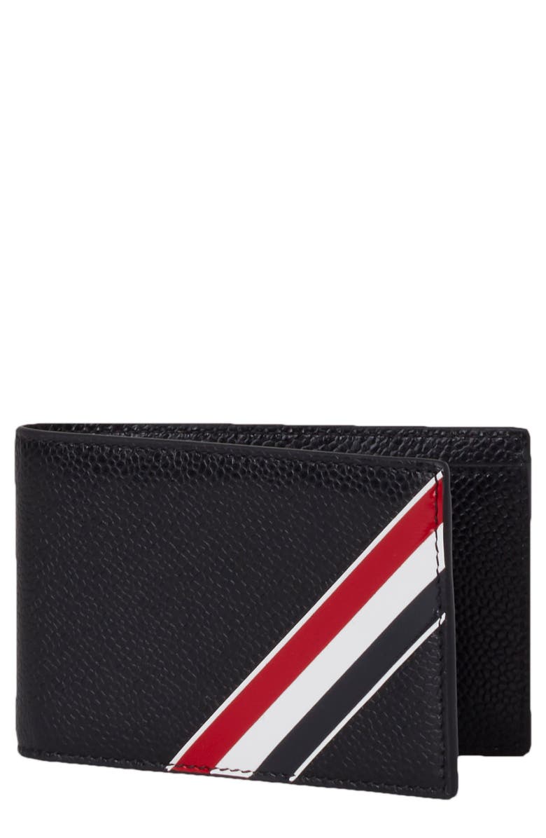 Thom Browne Stripe Leather Bifold Wallet, Main, color,