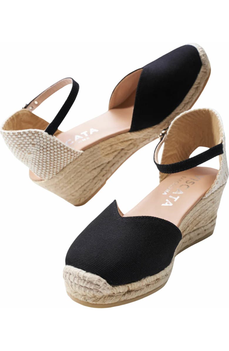 VISCATA Reus Canvas Espadrille Wedges, Alternate, color, Black