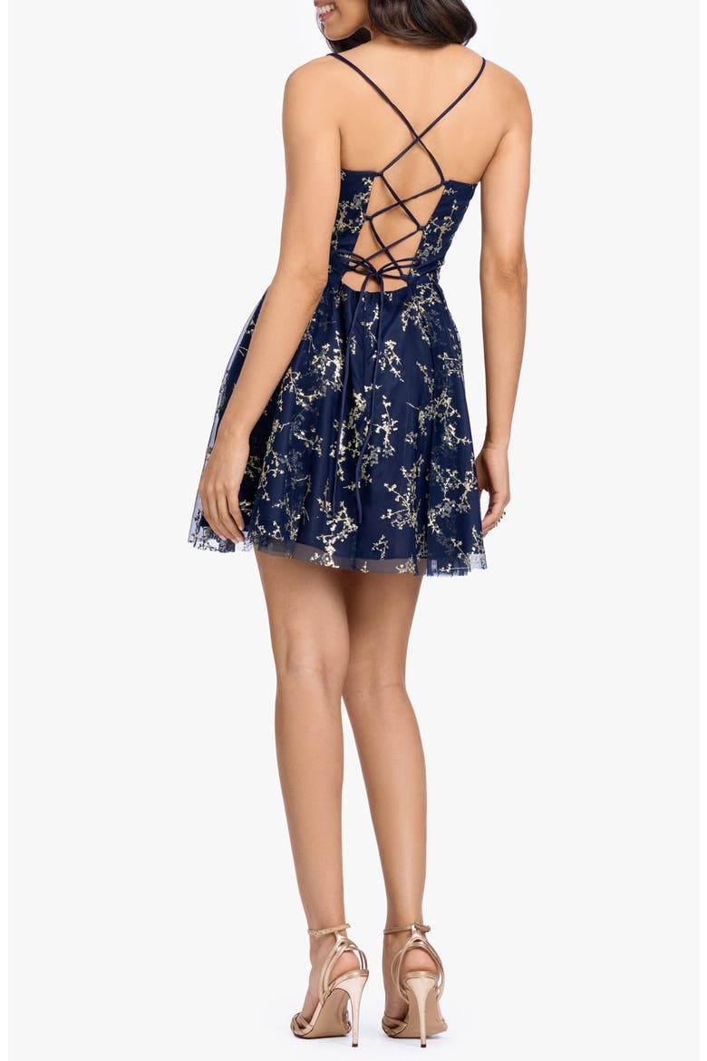 Glitter Lace Back Minidress, Alternate, color, NAVY/ GOLD