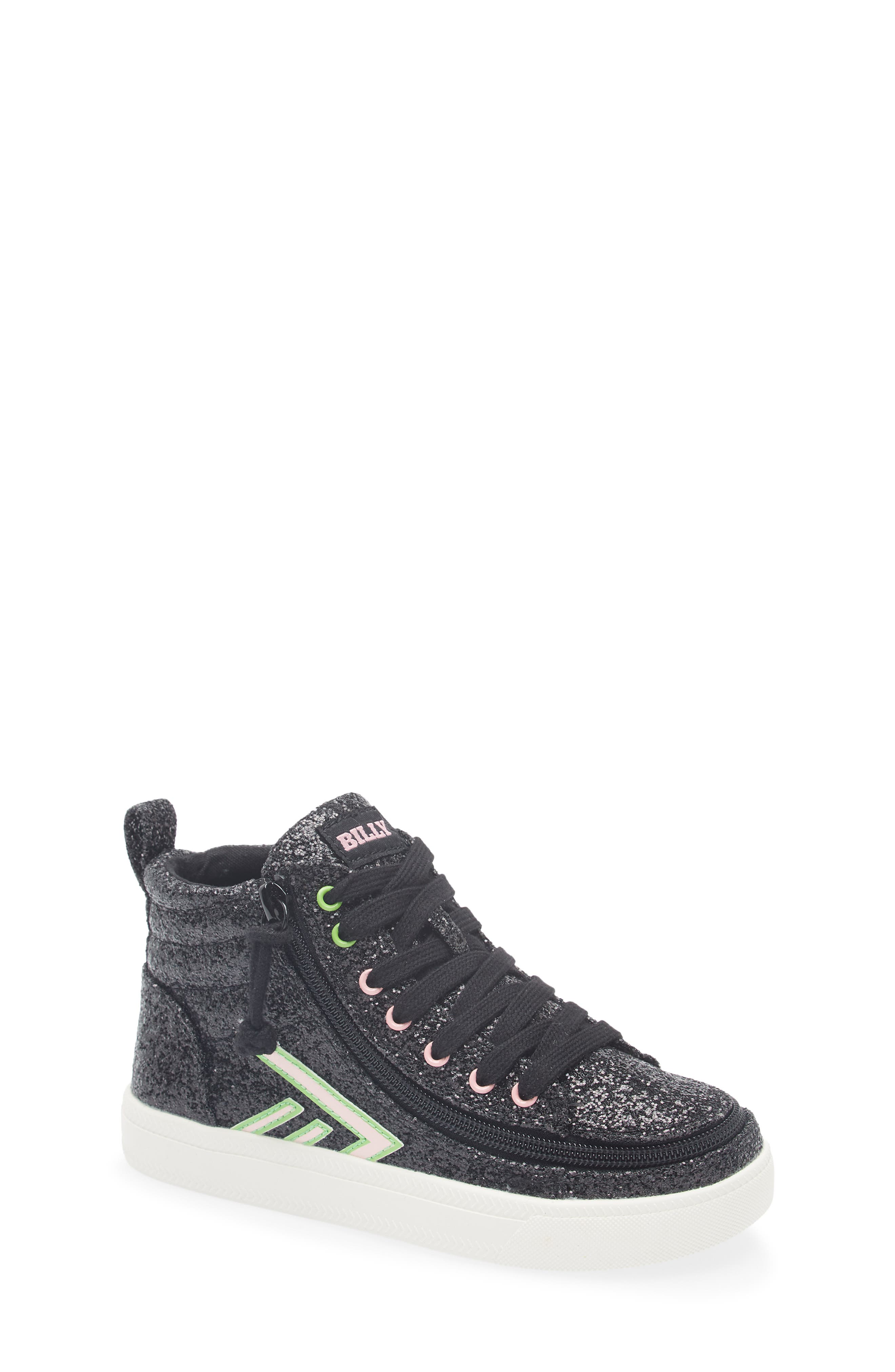 BILLY Footwear x Wicked Kids' Glitz High Top Sneaker, Main, color, Wicked Black Glitz