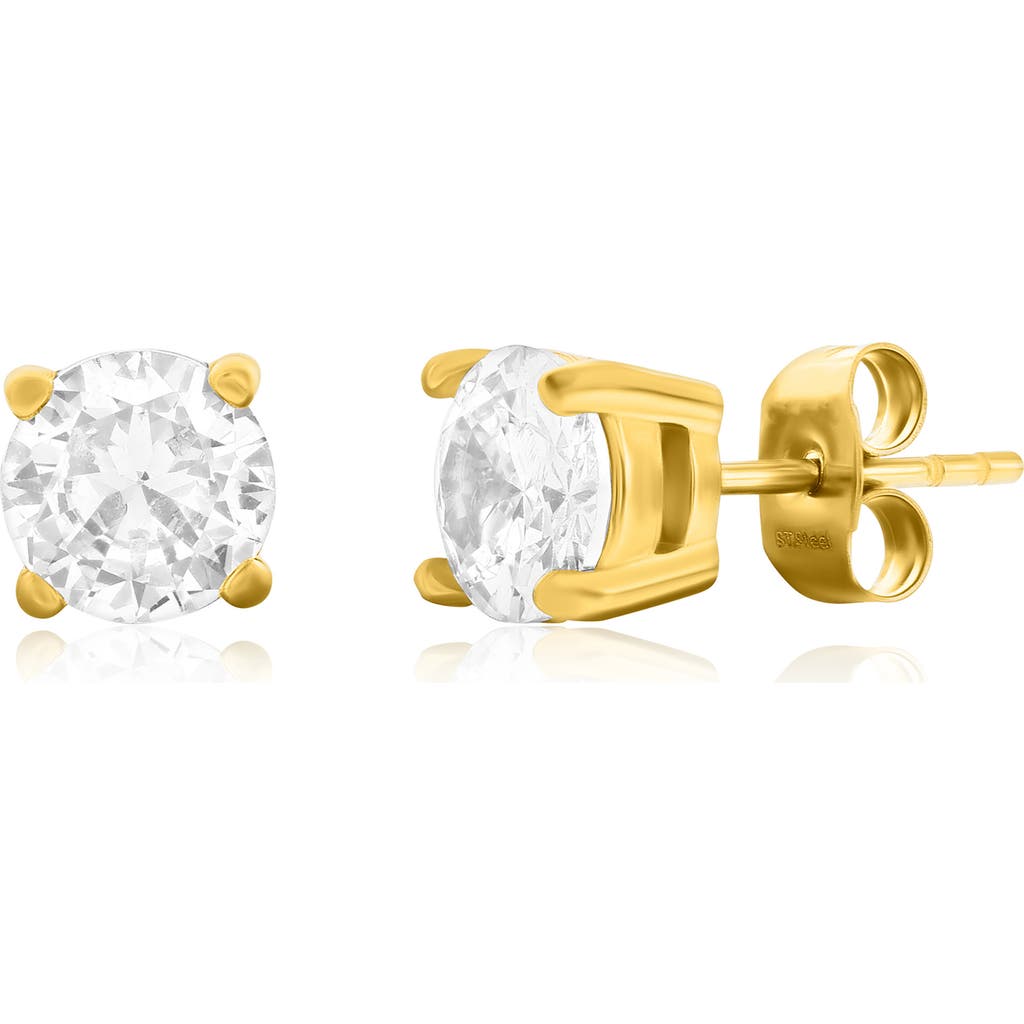 Blackjack 7mm Round Cubic Zirconia Stud Earrings