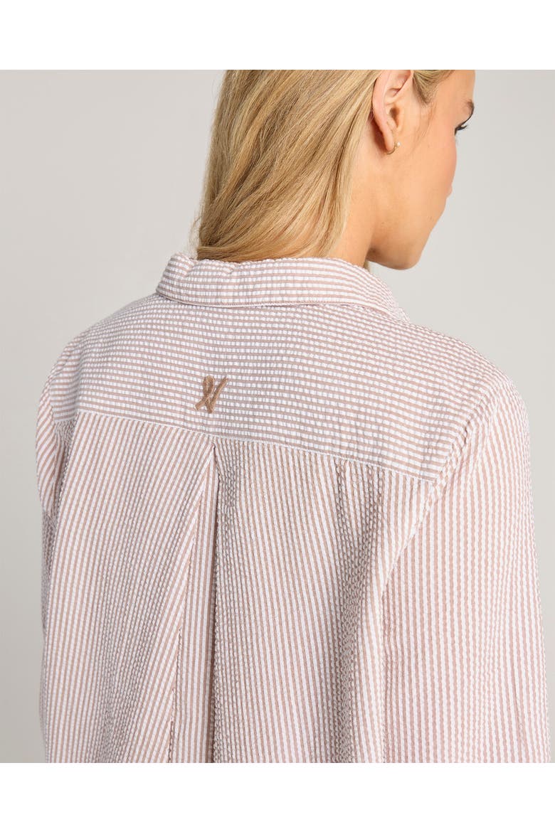The Seersucker Boxy Long Sleeve Shirt, Alternate, color, Mocha Stripe