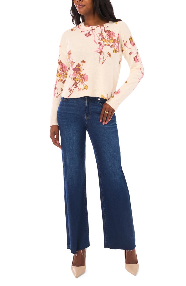 Vince Camuto Electric Bouquet Sweater, Alternate, color, Birch