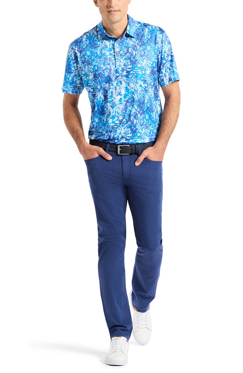 Robert Graham Wilbur Wavy Print Polo, Alternate, color, Teal