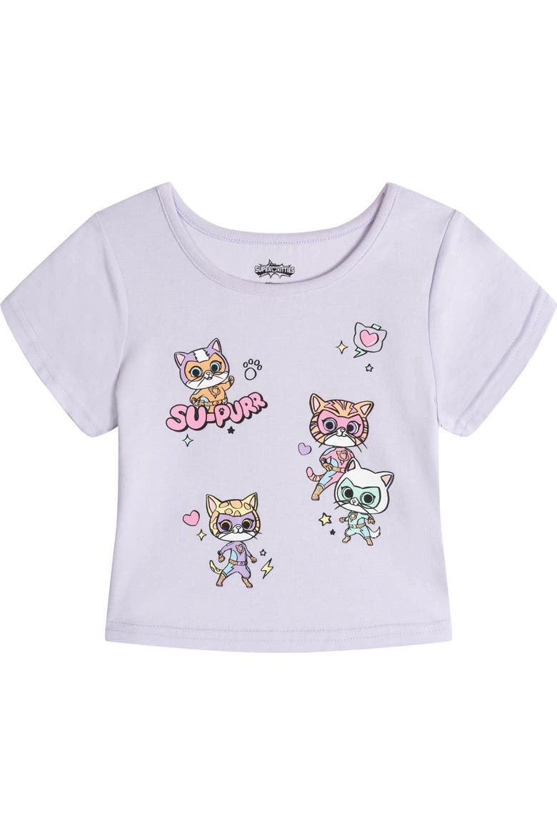 Super Kitties T-Shirt and Tutu Skirt Set, Alternate, color, Purple SuperKitties