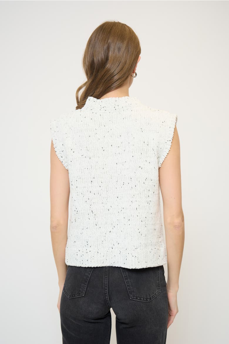 Tasha Sleeveless Chenille Cardigan, Alternate, color, BLACK/WHITE