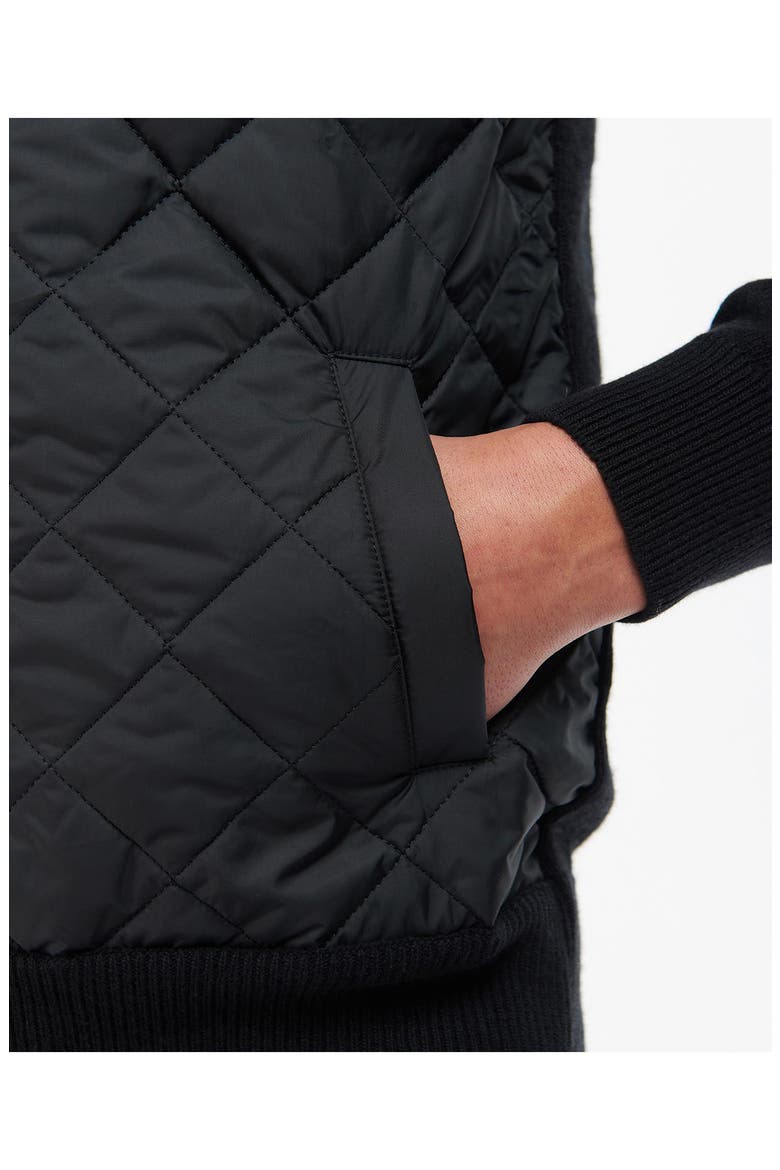 Essential Diamond Quilt Contrast Zip Sweater, Alternate, color, BLACK