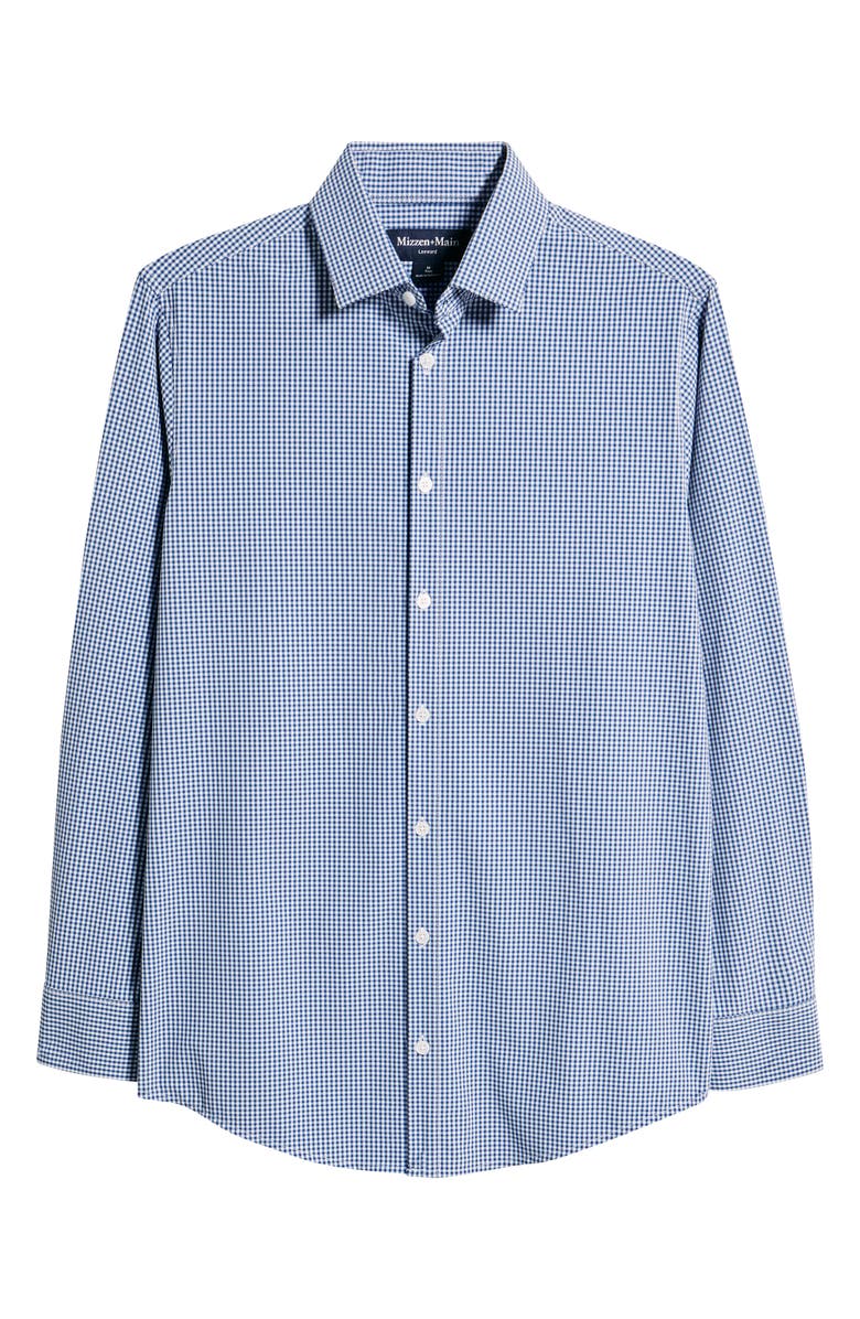 Mizzen+Main Leeward Trim Fit Microcheck Button-Up Shirt, Alternate, color, Cobalt Gingham