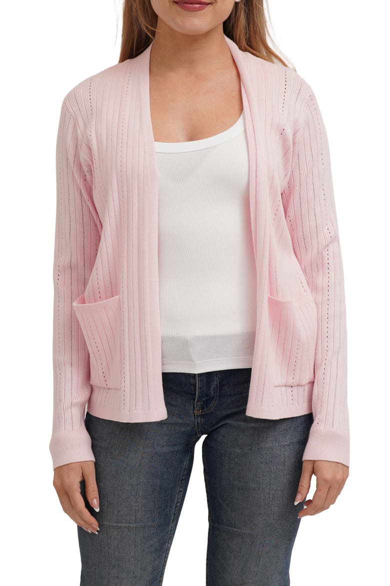 Pointelle Cardigan, Main, color, BABY STRAWBERRY