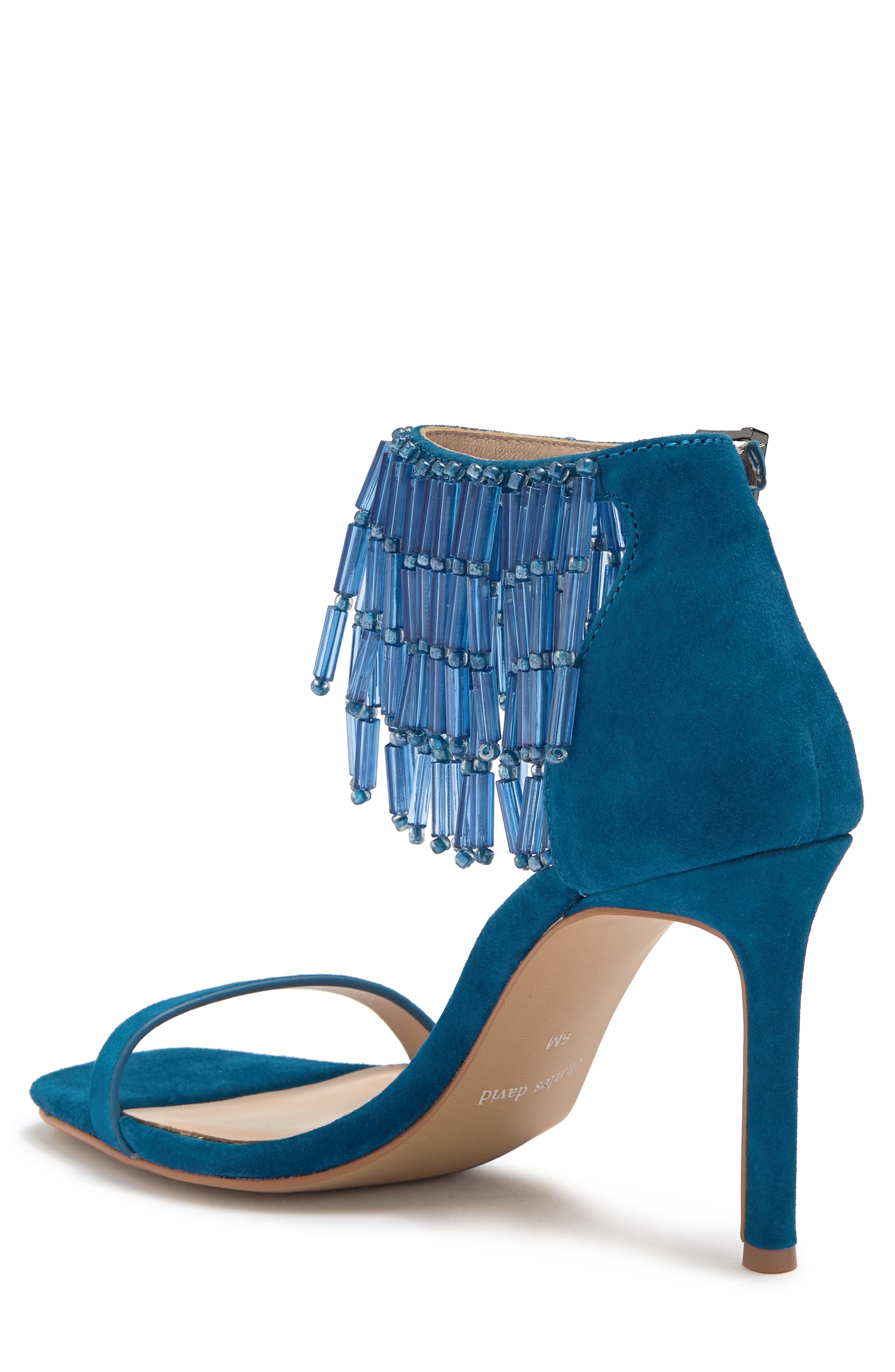 Enrich Beaded Fringe Sandal, Alternate, color, DEEP OCEAN SUEDE W/ BEADING