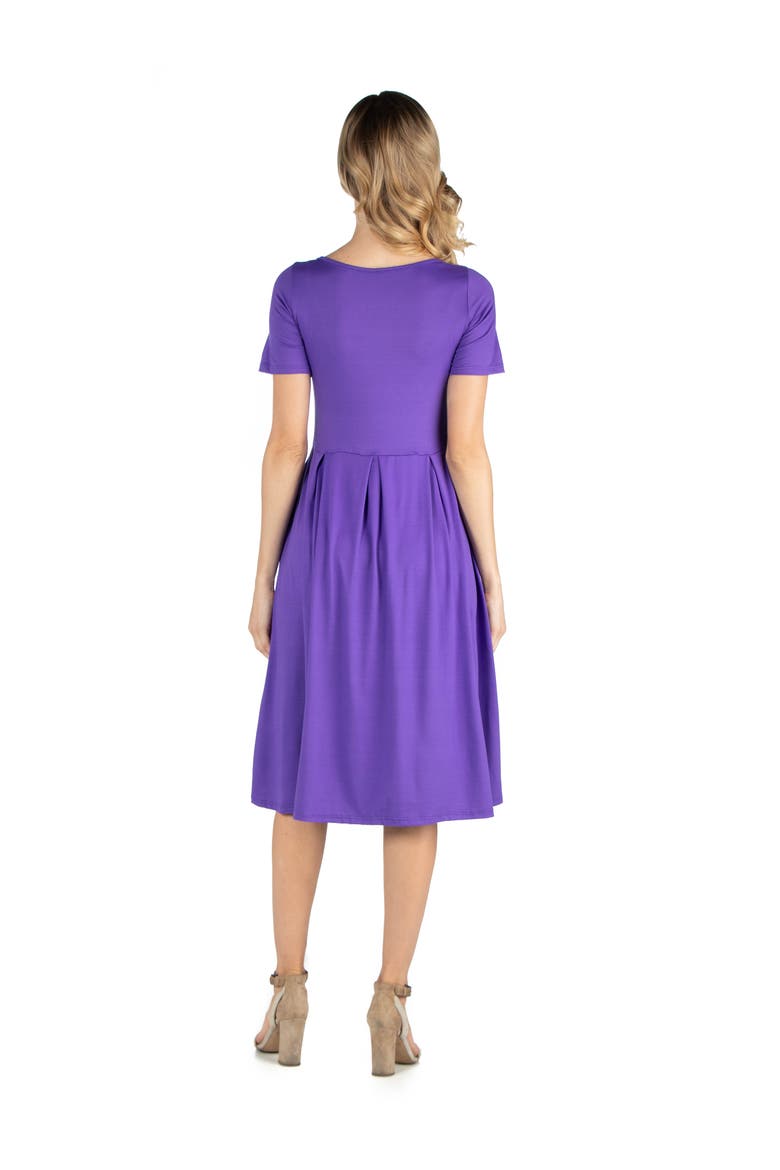 Maternity Midi Dress with Short Sleeve and Pocket Detail, Alternate, color, Lilac