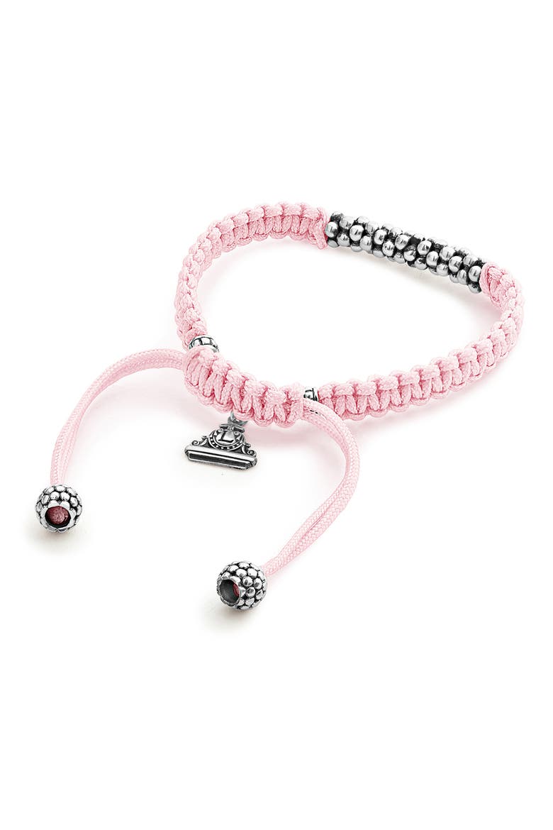Kids' Kinder Caviar Macramé Slide Bracelet, Alternate, color, PINK