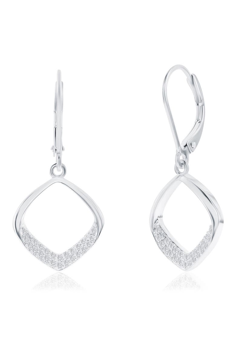 Pavé Cubic Zirconia Cushion Drop Earrings & Pendant Necklace Set, Alternate, color, SILVER