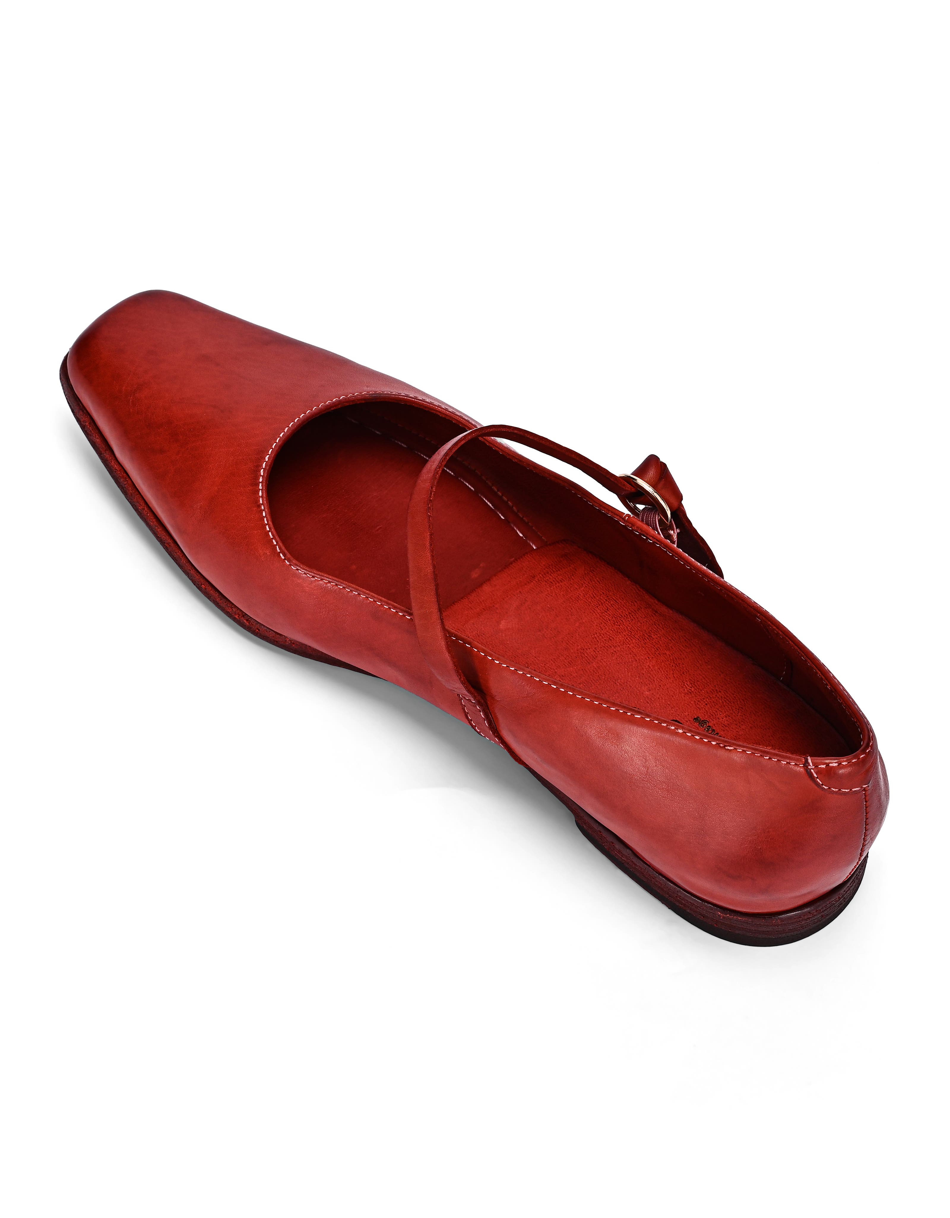 Classic Genuine Leather Polished Vintage Mary Jane Flat, Alternate, color, Brick