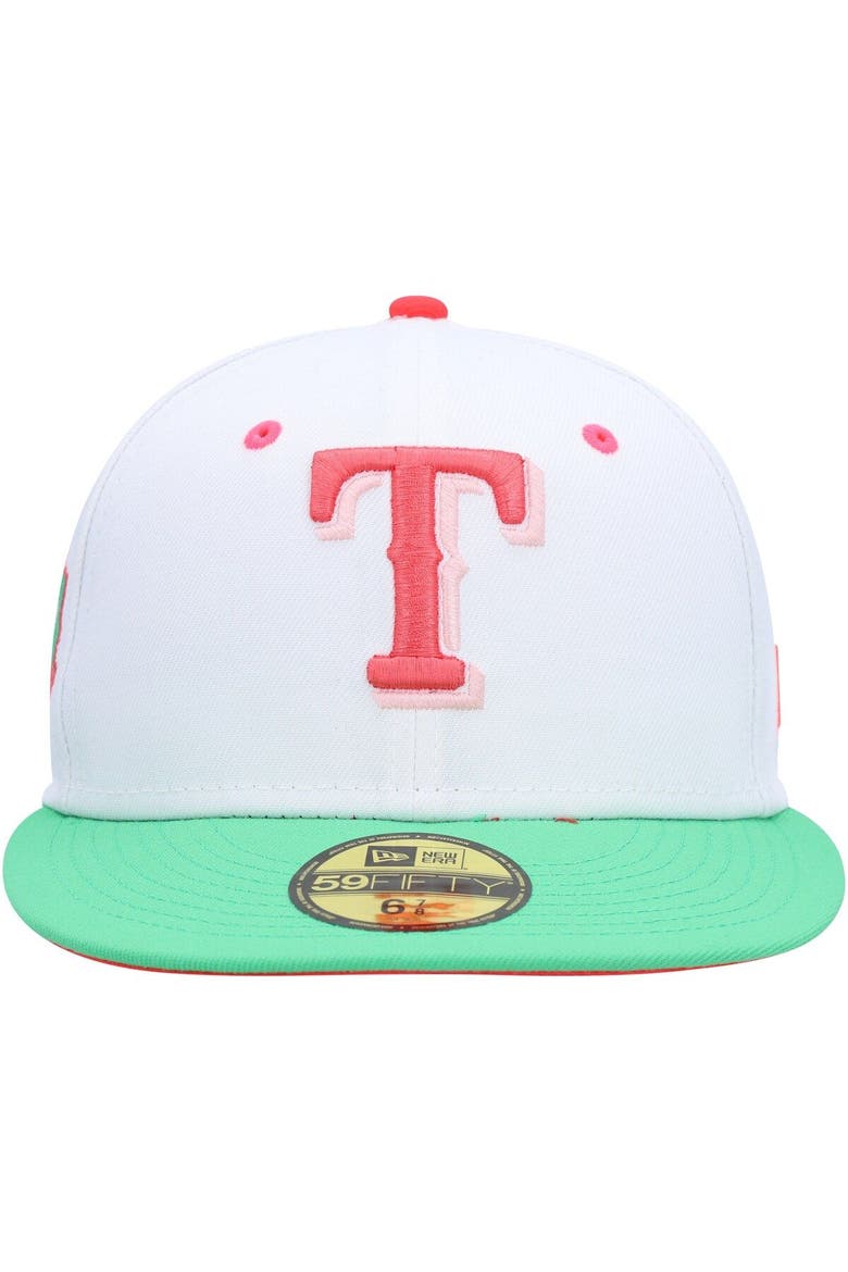 Men's New Era White/Green Texas Rangers 40th Anniversary Watermelon Lolli 59FIFTY Fitted Hat, Alternate, color, White