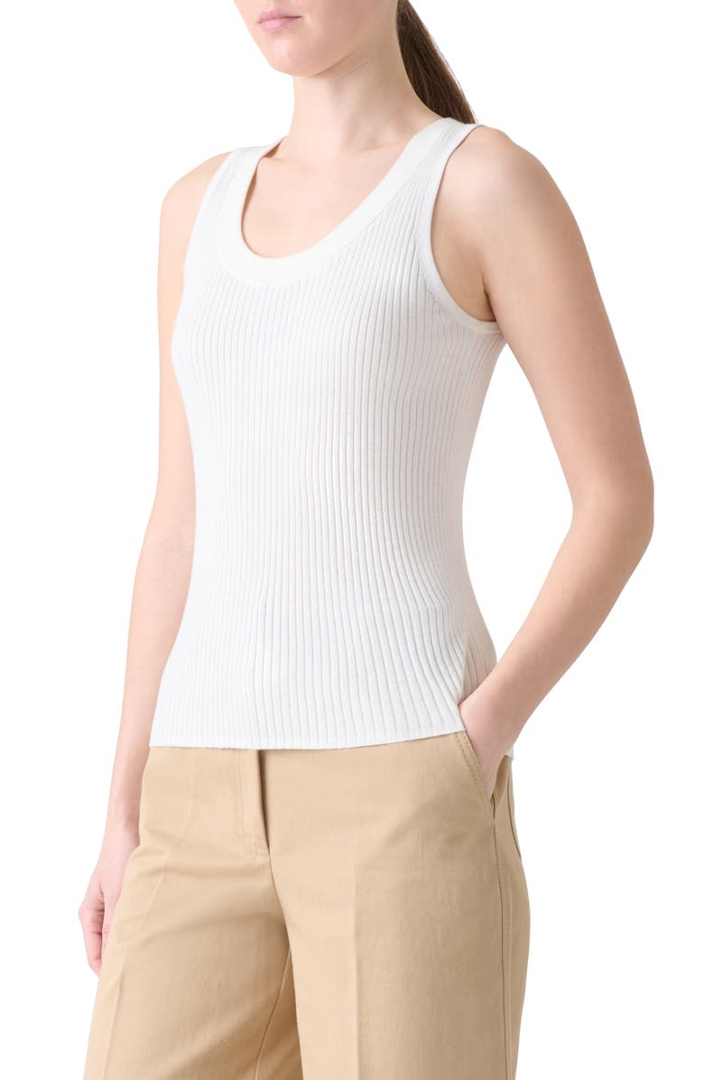 Akris punto Rib Cotton Sweater Tank, Alternate, color, Cream