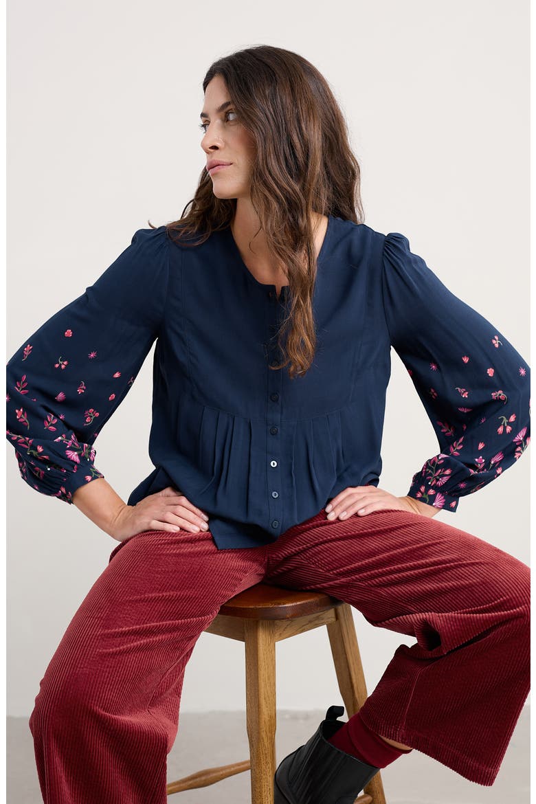 High Woods Placed Floral Top, Alternate, color, WINDING WILDFLOWER MARITIME