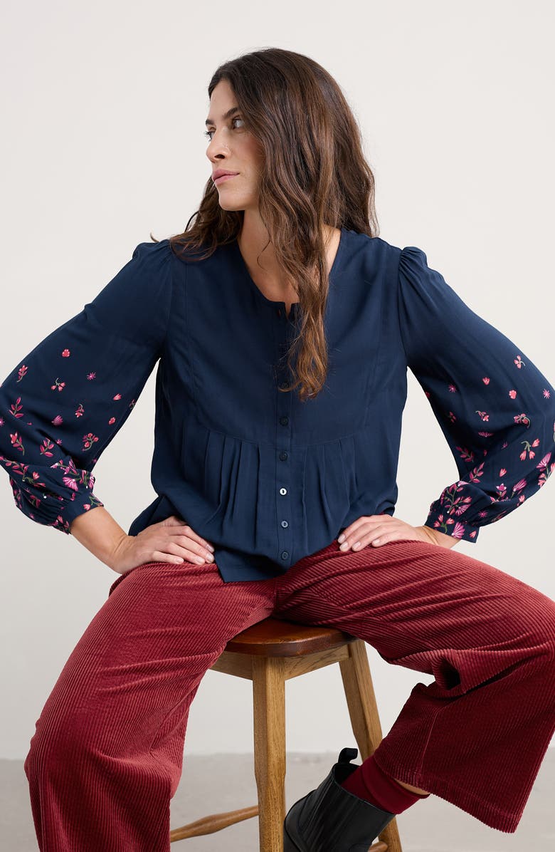 Seasalt Cornwall High Woods Placed Floral Top, Alternate, color, Winding Wildflower Maritime