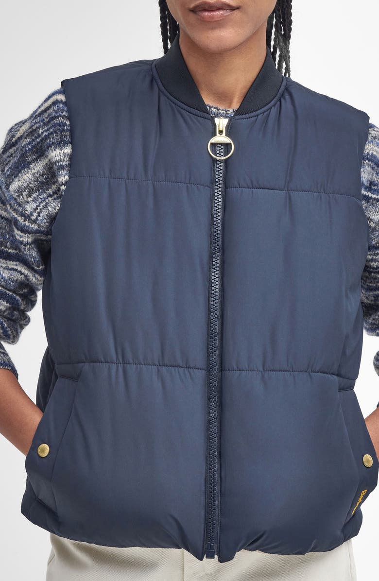 Barbour Fay Puffer Vest, Alternate, color, Dark Navy/ Brown/ Sand