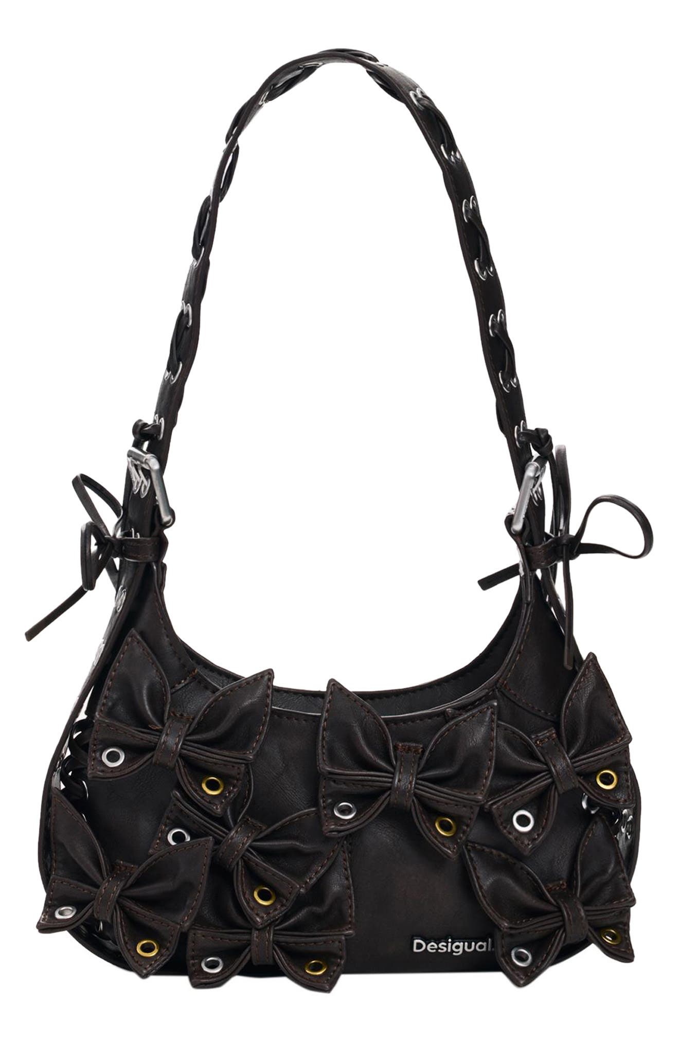 Desigual Small Butterfly Appliqué Handbag, Main, color, Brown