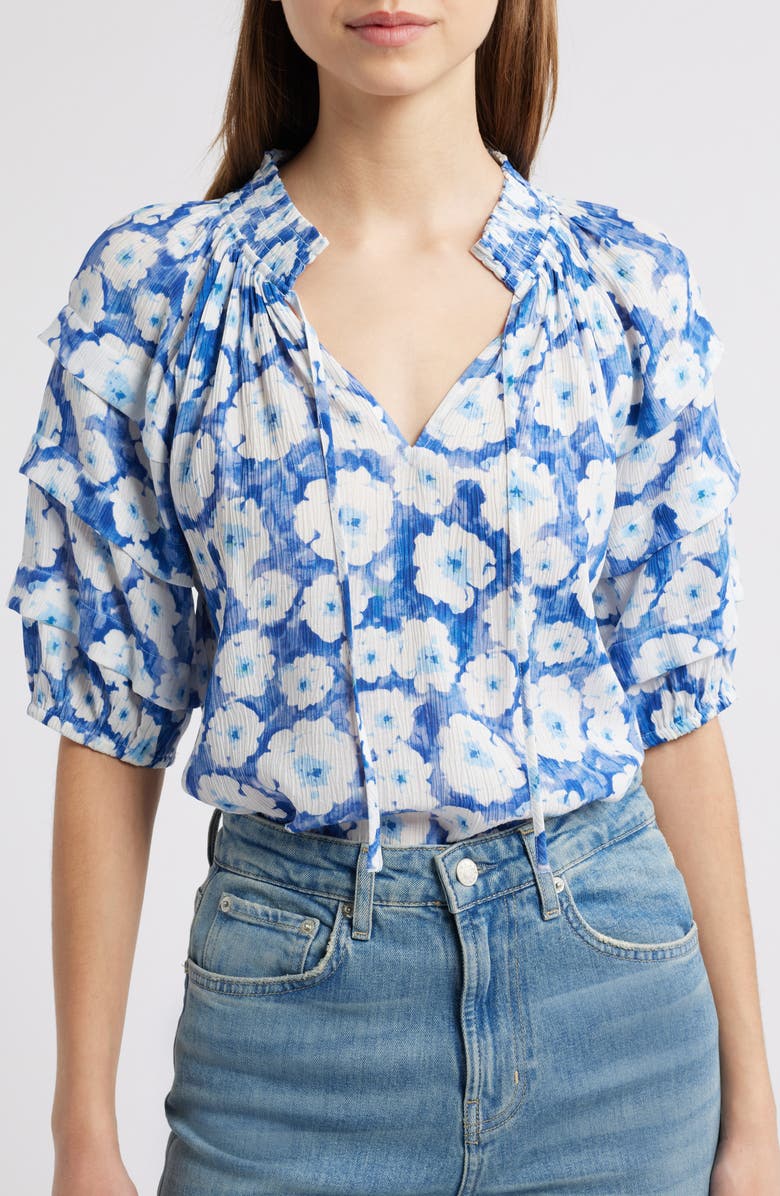 Rails Paris Floral Puff Sleeve Top, Alternate, color, Blue Floral