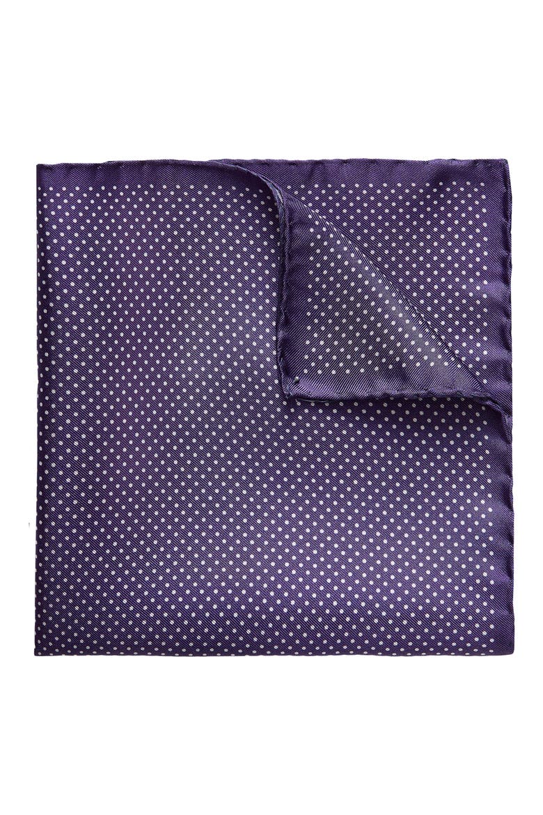 Dot Silk Pocket Square, Main, color, PURPLE