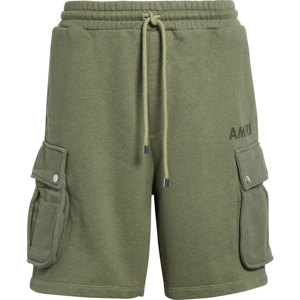 Amiri Stencil Logo Cargo Shorts In Green