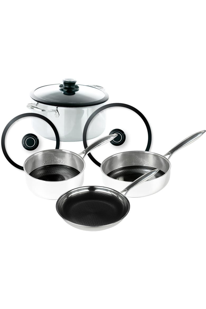 Black Cube Hybrid Quick Release 7 Piece Cookware Set, Main, color, Silver