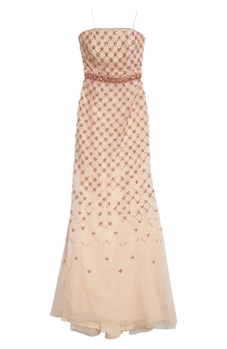 Carolina Herrera Crystal Lattice Strapless Tulle Gown, Alternate, color, 