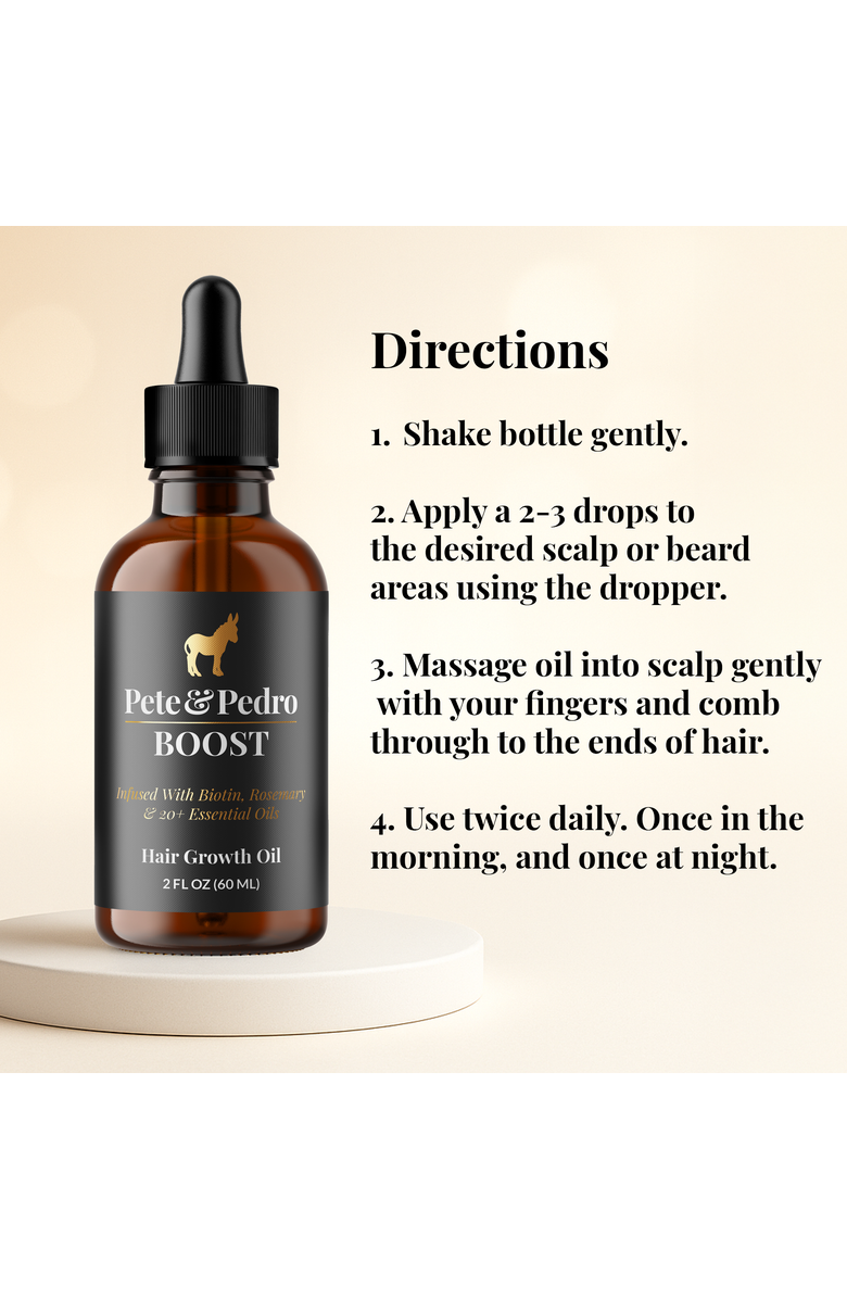 Pete & Pedro Boost Hair & Beard Growth Strengthening Serum With Biotin & Rosemary, Alternate, color, Brown