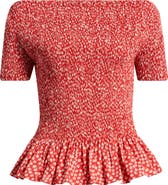 Faithfull the Brand Deboni Smocked Peplum Top