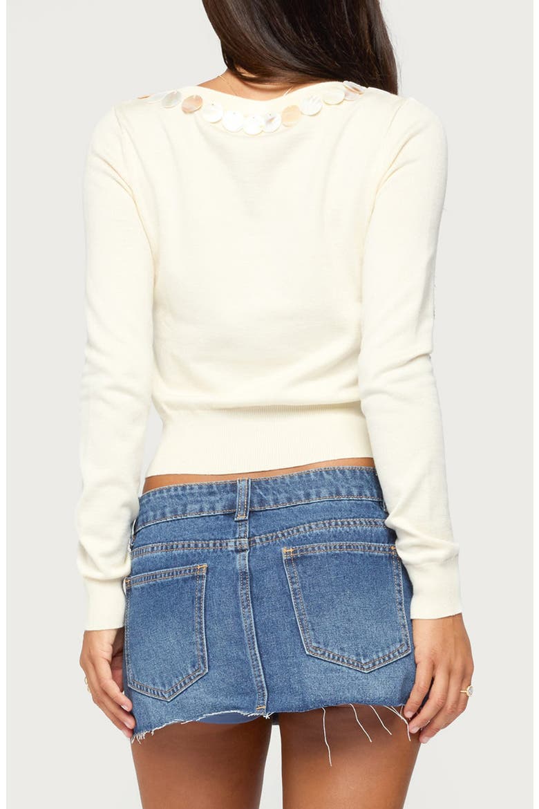 Eeva Iridescent Button Knit Cardigan, Alternate, color, CREAM