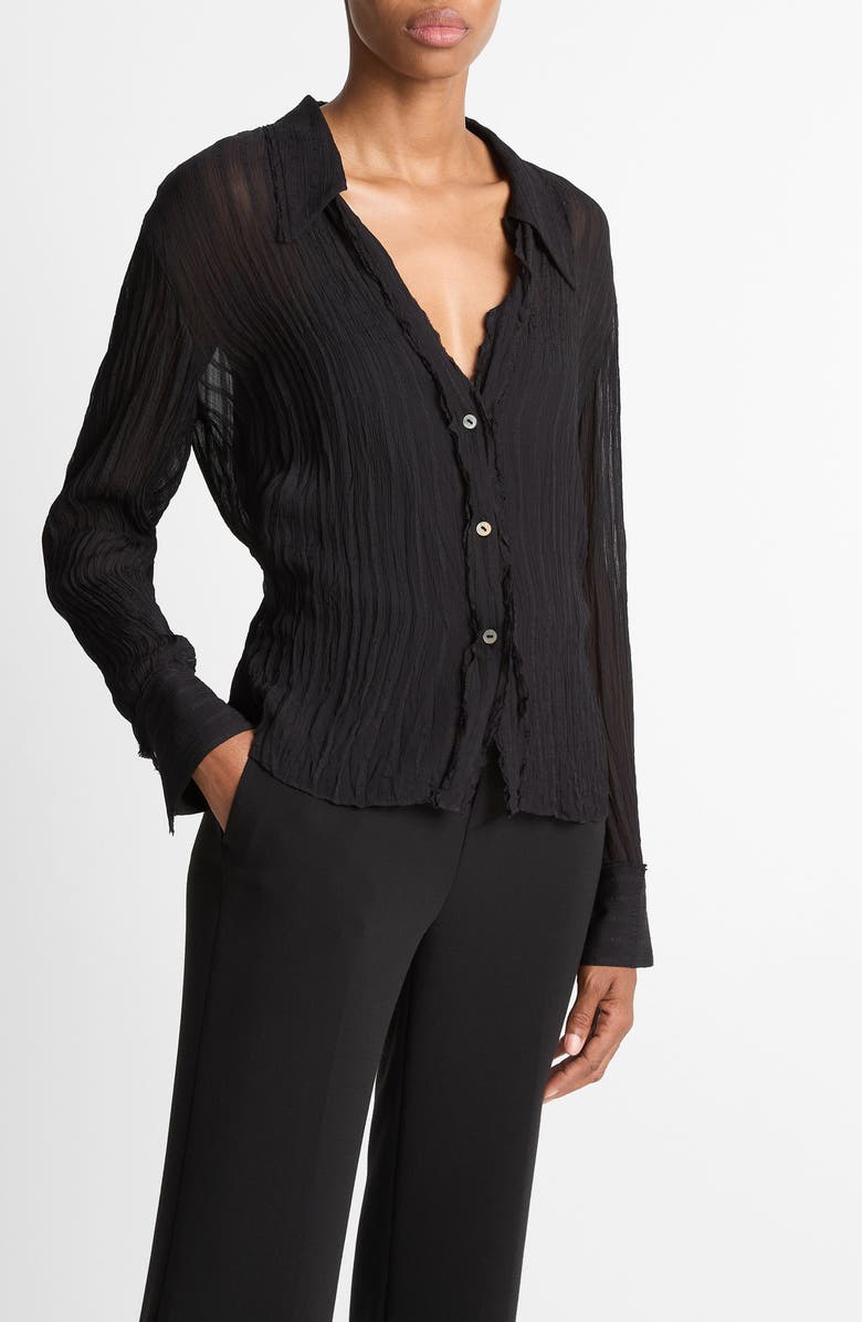 Vince Crushed Stripe Shirt, Main, color, Black