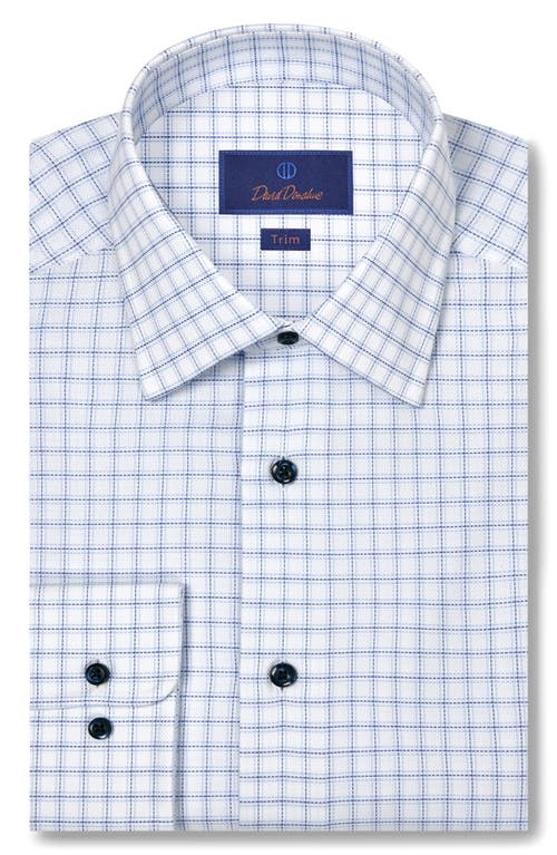 David Donahue Trim Fit Royal Oxford Check Dress Shirt In Blue