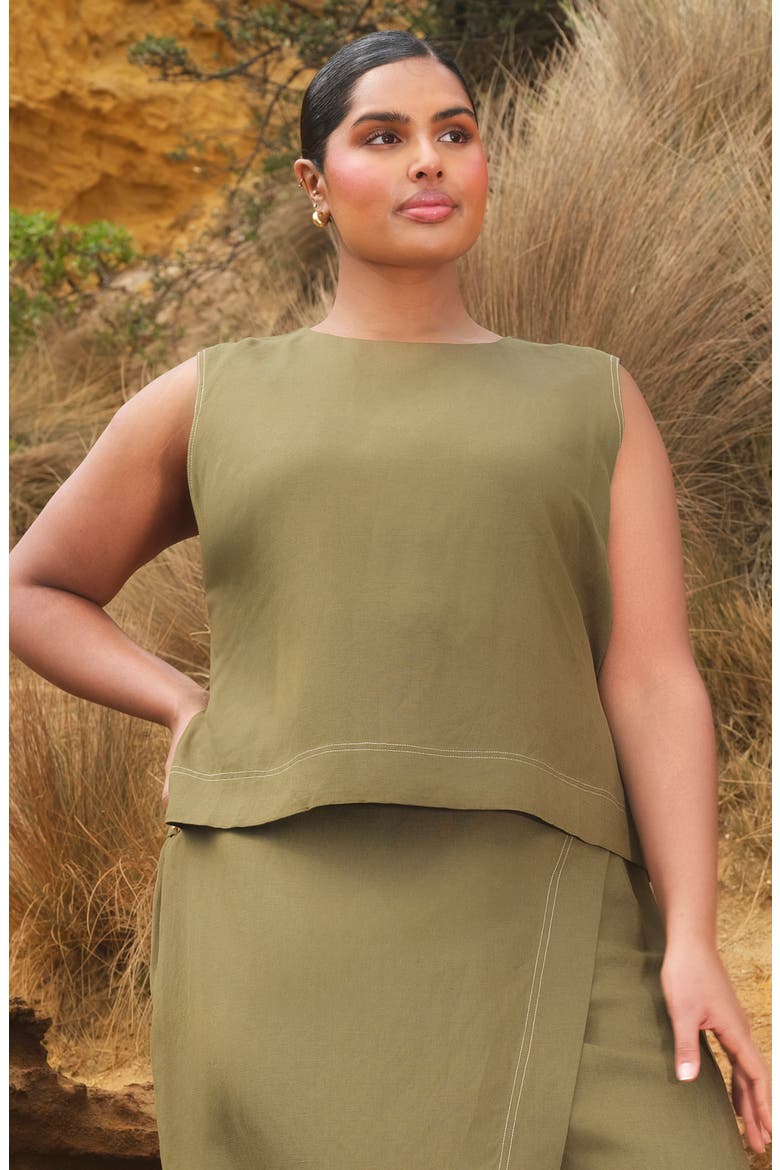 Sonnet Tie Back Sleeveless Top, Alternate, color, FERN
