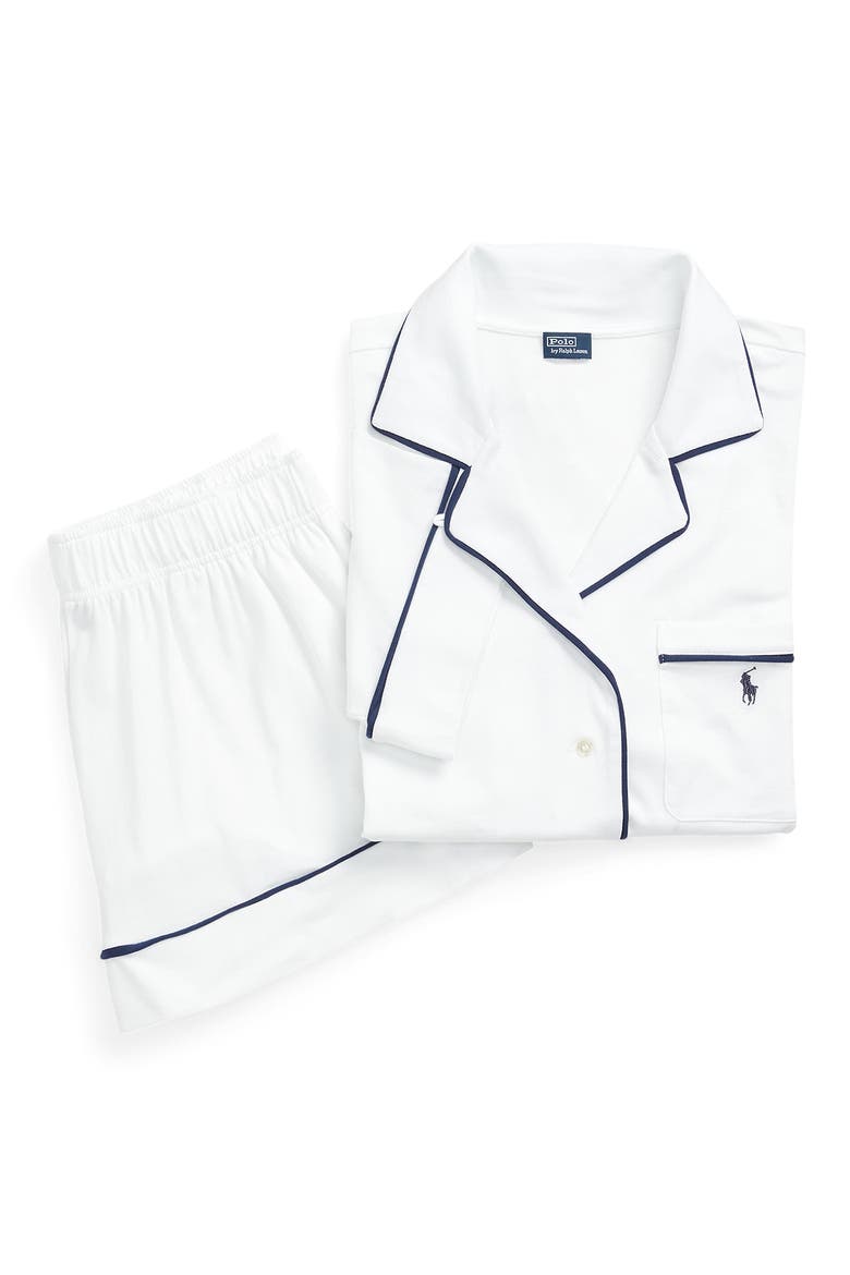 Cotton Blend Short Pajamas, Alternate, color, WHITE CLOUD
