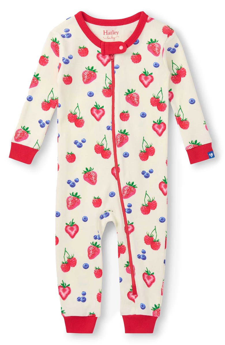 Hatley Summer Berries Organic Cotton Romper, Main, color, Cami Lace
